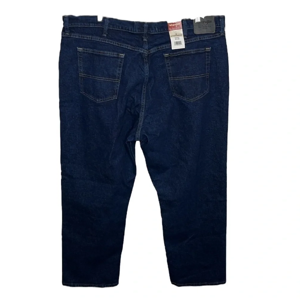 New Wrangler Authentic Relaxed Fit Flex Jeans Dark Wash Men Size 42 x 29